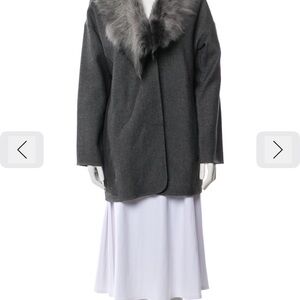 Rebecca Taylor Gray Coat with Faux Fur Collar